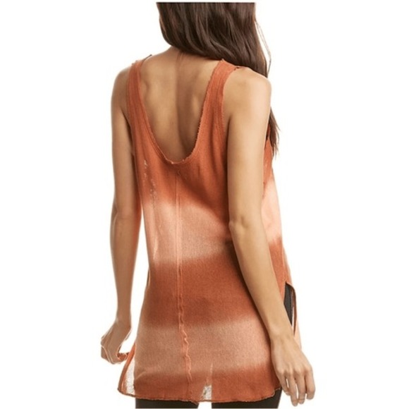 Free People Joni Maxi Tank Cotton Sheer Orange Beige Citrus Sunset Combo L NWT - Picture 5 of 16